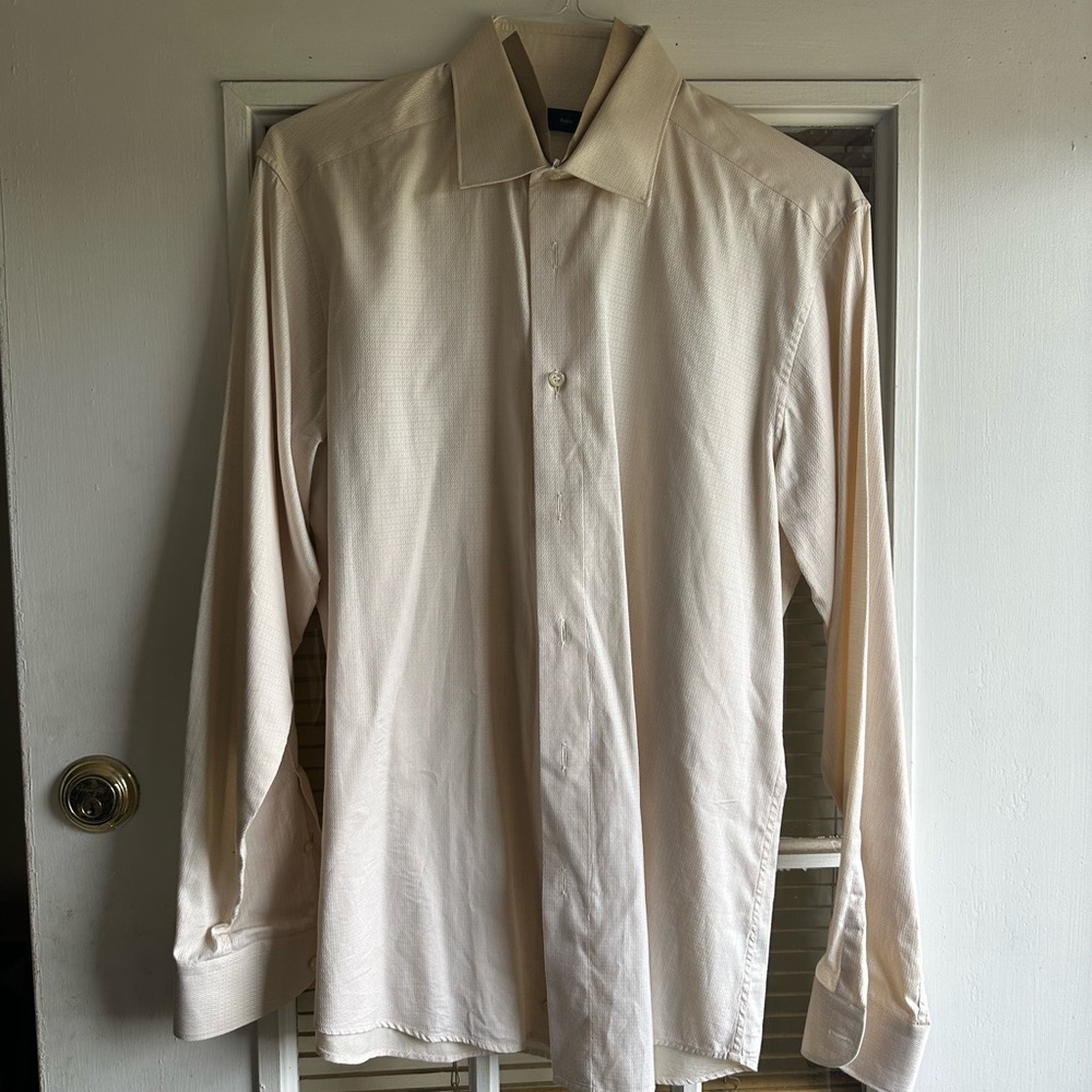 Zenga Men’s Off White Button Down Dress Shirt